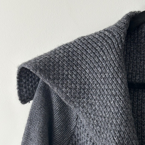 Vince Gray Wool Yak Textured Honeycomb Chunky Knit Open Cardigan - Picture 4 of 16